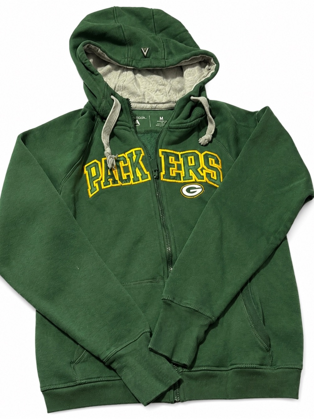 Antigua Womens M Green Bay Packers Full Zip Hoodie Embroidered PACKERS NFL